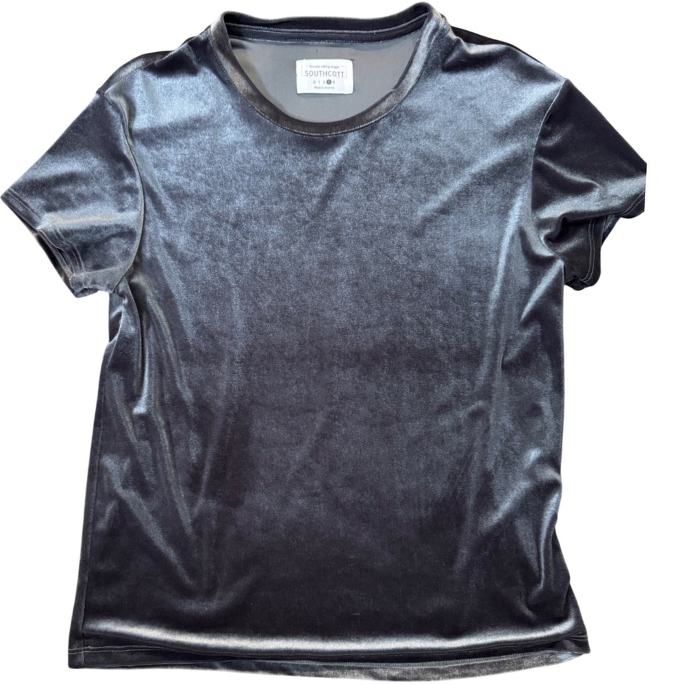 Southcott Velvet T-Shirt Women's Short Sleeve Gray Made in USA‎ Trendy Top